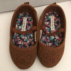 Carters brown perforated faux suede shoes